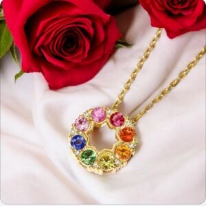 Brand New Colorful Rainbow Pendant Necklace